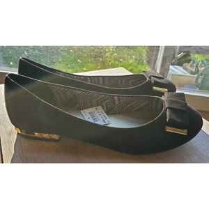 Christian Siriano for Payless Black Suede Round Toe Flats w/ Bow size 8.5 wide